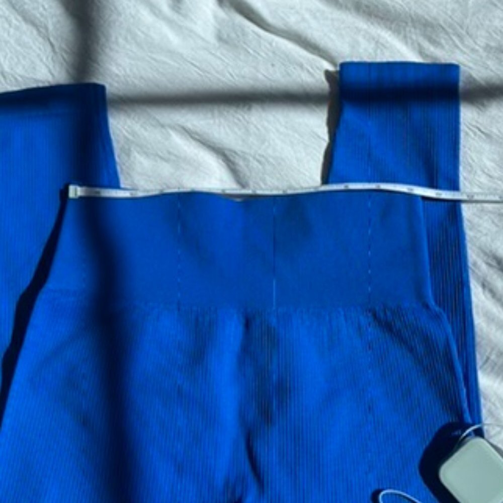 Blue Ribbed Leggings - Picture 4 of 6